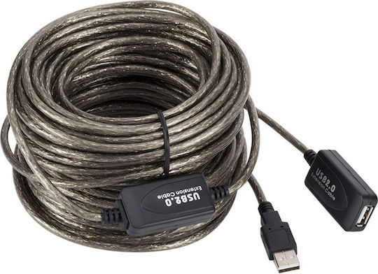 FT Electronics USB 2.0 Cablu USB-A - USB-A female Negru 10m FTT14-040