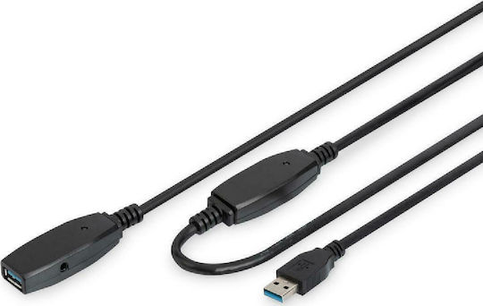 Digitus USB 3.0 Kabel USB-A-Stecker - USB-A-Buchse Schwarz 15m DA-73106