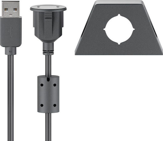 Ampire USB 2.0 Cablu USB-A - USB-A female Negru 2m XUB200