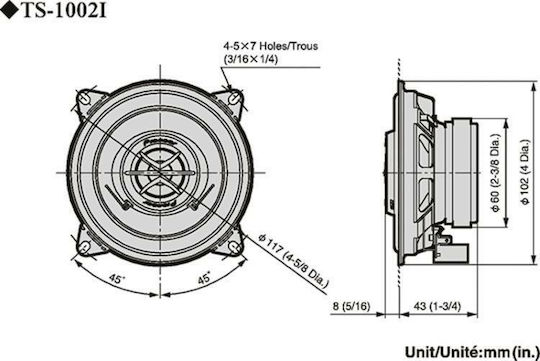 Pioneer Set Auto-Lautsprecher TS-1002i 4" mit 25W RMS (2 Weg)