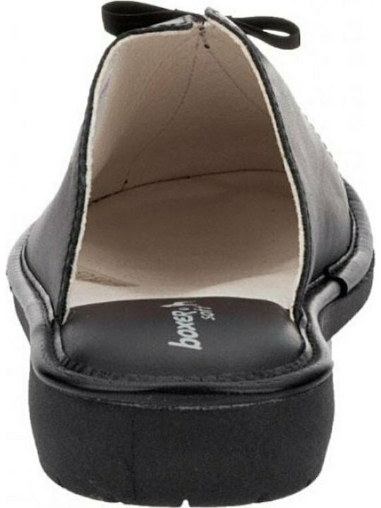 Leather Winter Women's Slippers Black