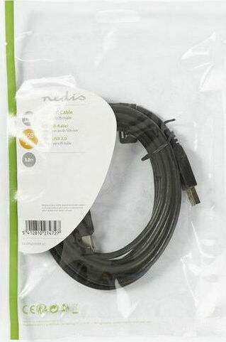 Nedis 3m USB 2.0 Cable A-Male to B-Male (CCGP60100BK30)