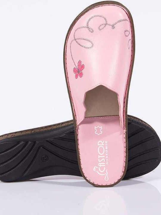 Anatomische Lederne Damen Hausschuhe Rosa