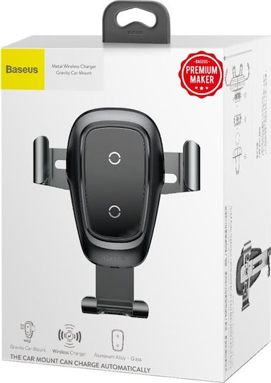 Baseus Gravity Metal Car Mobile Mount 4" - 6.5" with Adjustable Hooks Black