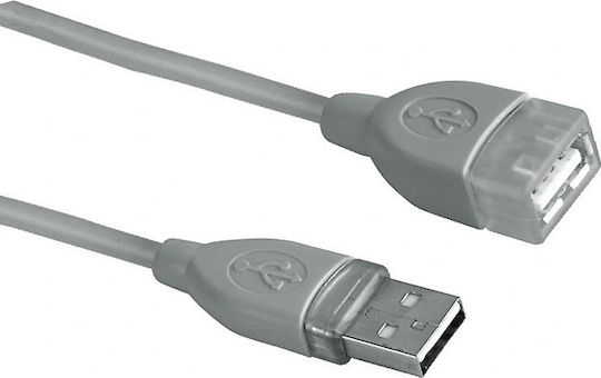HAMA USB 2.0 Кабел USB-A мъжки - USB-A женски Сив 1.8м 00045027
