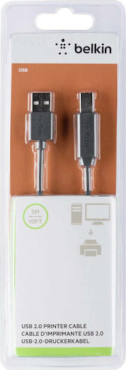 Belkin USB 2.0 Кабел USB-A мъжки - USB-B мъжки Черен 3м F3U154BT3M
