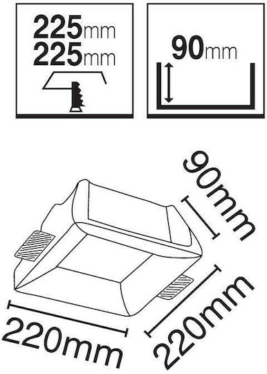 VK Lighting Platz Vertieft LED Panel 9W mit Warmes Weiß Licht 3000K