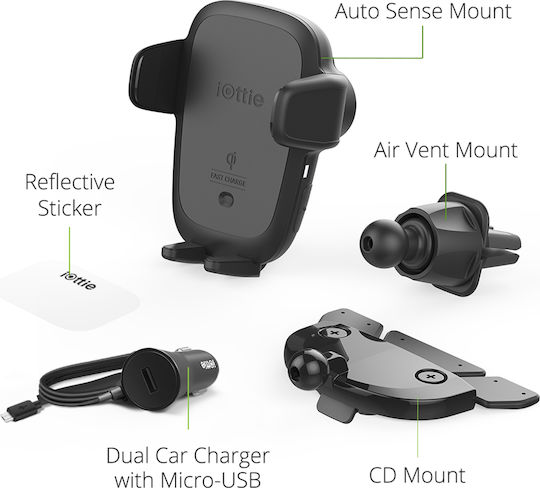 iOttie Auto Sense Wireless Qi Auto Handyhalterung mit verstellbaren Haken und Kabelloses Laden Schwarz
