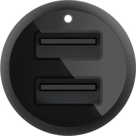 Belkin Φορτιστής Αυτοκινήτου 24W 2.4A με Θύρες: 2xUSB μαζί με Καλώδιο Micro-USB Μαύρος