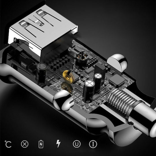Baseus Grain Auto-Ladegerät 10.5W 3.1A mit Anschlüssen: 2xUSB Weiß Farbe