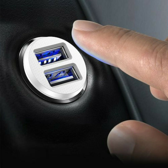 Baseus Grain Auto-Ladegerät 10.5W 3.1A mit Anschlüssen: 2xUSB Weiß Farbe