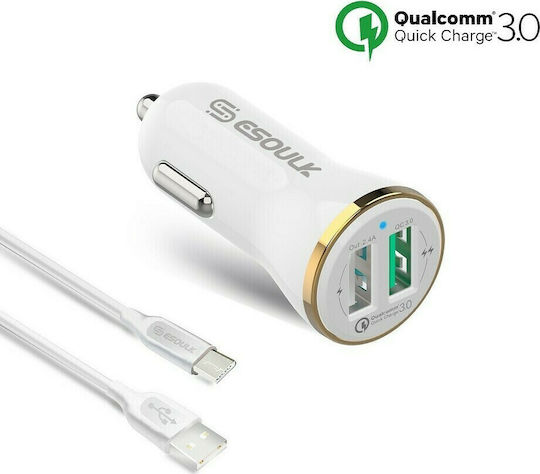 QIHANG CH-1630 Зарядно за кола 3Спецификация с Портове: 2xUSB Бял Цвят