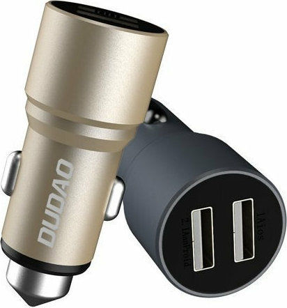 Dudao R5 Auto-Ladegerät 2.4A mit Anschlüssen: 2xUSB Gold Farbe