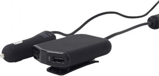Energenie Car Charger 48W 9.6A with Ports: 4xUSB with Cable Embedded Black Color