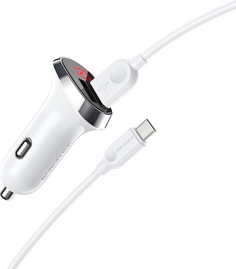 Borofone BZ15 Car Charger 12W 2.4A with Ports: 2xUSB White Color