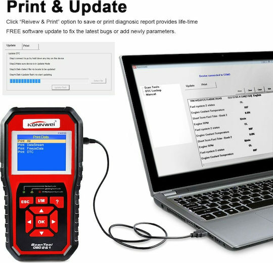 Konnwei Car Diagnostics Digital Tool OBD 2 Compatible Android