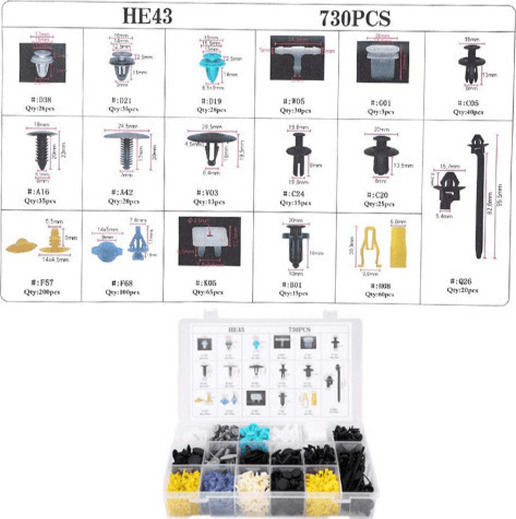 Car Plastic Clips 730pcs