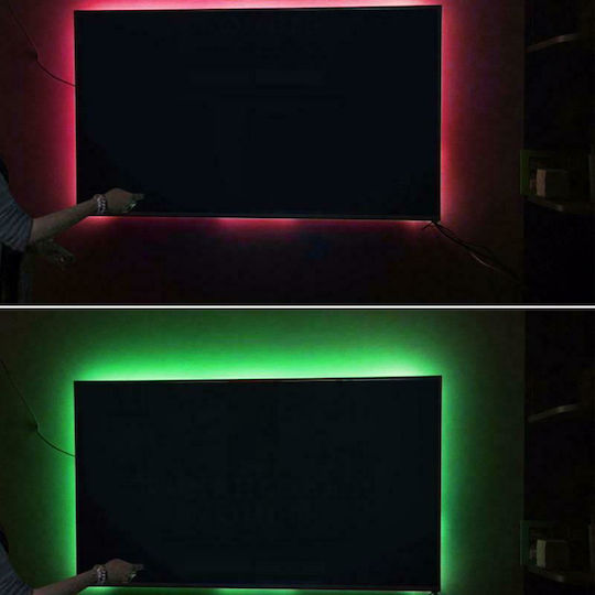 Andowl Αδιάβροχη Ταινία LED USB 5V RGB Φως 2m Τύπου SMD5050 με Τροφοδοτικό & Τηλεχειριστήριο