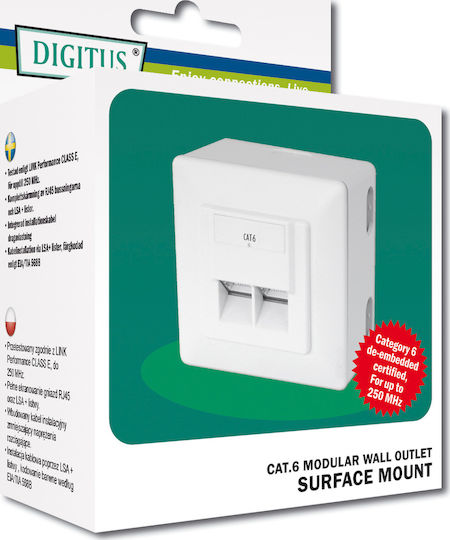 Digitus Double External Network Socket RJ45 Type Cat6 in White Colour DN-9006-N