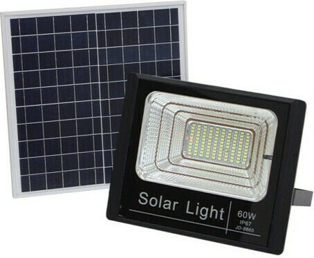 Factory Στεγανός Ηλιακός Προβολέας LED 60W Ψυχρό Λευκό 6000K με Τηλεχειριστήριο IP67