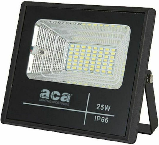Aca Waterproof Solar LED Flood Light 25W Cold White 6000K with Photocell and Remote Control IP66