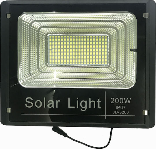 Foyu Στεγανός Ηλιακός Προβολέας LED 200W Ψυχρό Λευκό 6000K με Τηλεχειριστήριο IP67