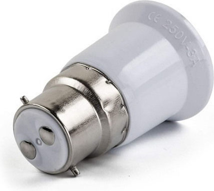 GloboStar Socket Adapter from B22 to E27 in White color Set 1pcs 02227