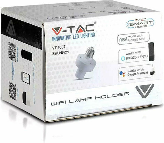 V-TAC VT-5007 Stromstecker mit Steckdosenbuchse E27 in Weiß Farbe Set 1Stück 8421