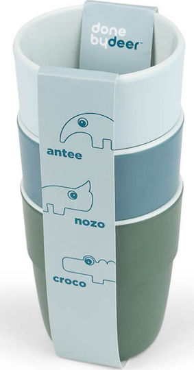 Done by Deer Baby Cups Friends made of Silicone Blue 3pcs 160ml for 24m+m+