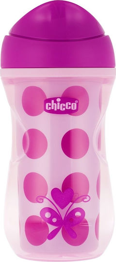 Chicco Παιδικό Ποτηράκι Active από Πλαστικό Ροζ Πουά 266ml για 14m+