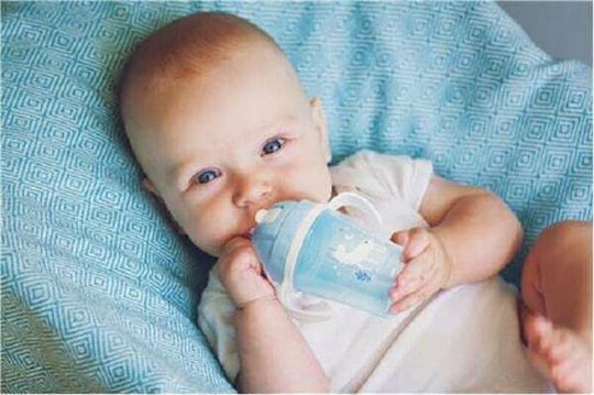 Stephen Joseph Baby Cup with Handles and Straw Unicorn made of Plastic Turquoise 150ml for 6m+m+