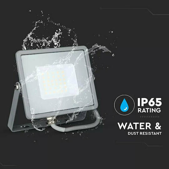 V-TAC Στεγανός Προβολέας LED 30W Ψυχρό Λευκό 6400K IP65