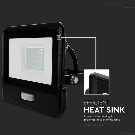 V-TAC Waterproof LED Floodlight 20W Natural White 4000K with Motion Sensor IP65