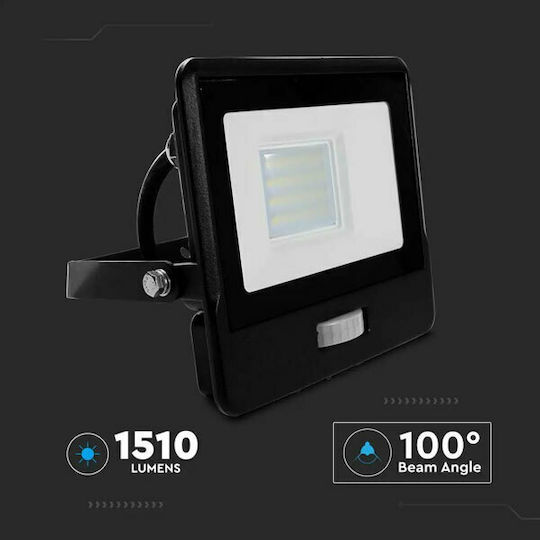 V-TAC Waterproof LED Floodlight 20W Natural White 4000K with Motion Sensor IP65