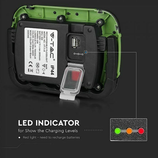 V-TAC Προβολέας Εργασίας Επαναφορτιζόμενος LED IP44 με Φωτεινότητα έως 700lm
