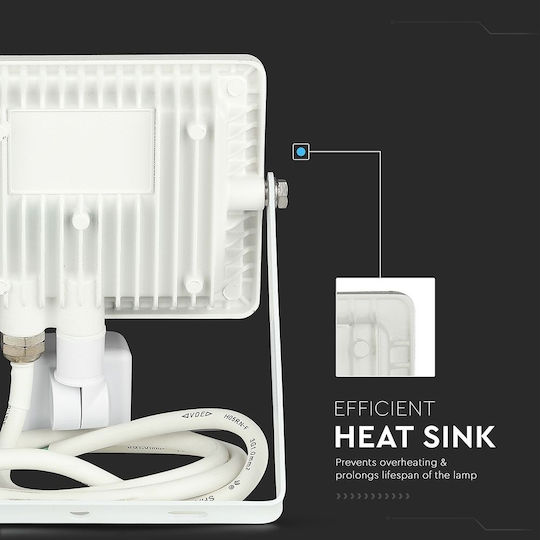 V-TAC Wasserdicht LED Flutlicht 20W Natürliches Weiß 4000K mit Bewegungssensor IP65