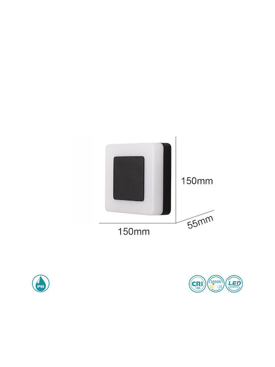 SoleLuce Επιτοίχια Εξωτερική Πλαφονιέρα LED IP65