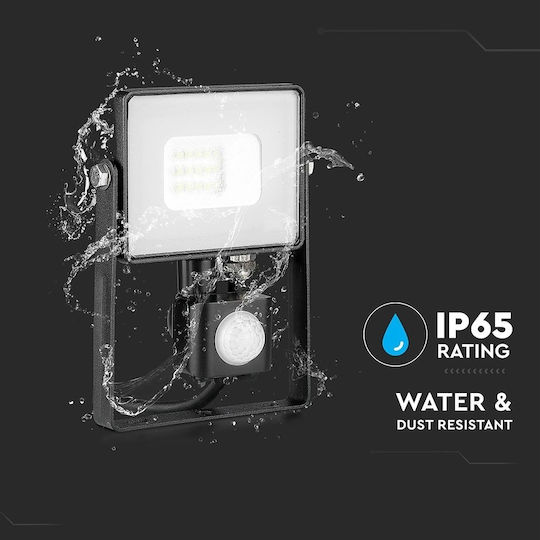 V-TAC VT-10-S Wasserdichtes LED Flutlichter 10W Kaltweiß 6400K mit Bewegungssensor IP65