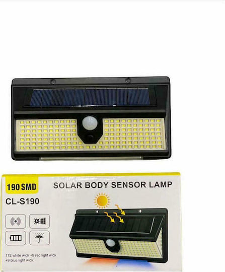 Wall Mounted Solar Light 3W 2000lm Cold White 6500K with Motion Sensor IP65 19cmx10cmx5cmcm