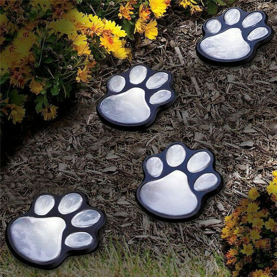 Lightex Paw Σετ 4 Ηλιακά Φωτιστικά Δαπέδου Ψυχρό Λευκό 7500K με Φωτοκύτταρο IP44 3.5x3.5εκ.