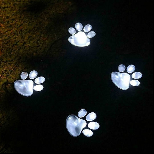 Lightex Paw Σετ 4 Ηλιακά Φωτιστικά Δαπέδου Ψυχρό Λευκό 7500K με Φωτοκύτταρο IP44 3.5x3.5εκ.
