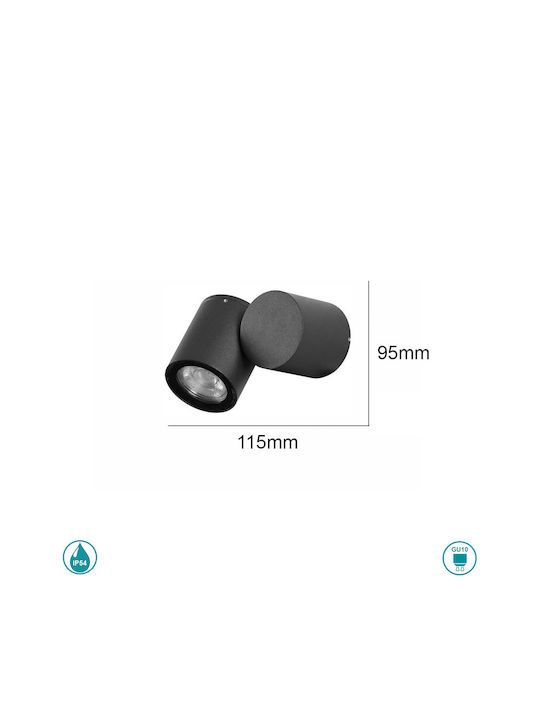 SoleLuce Wandmontiertes Außen-Spotlight GU10 IP54