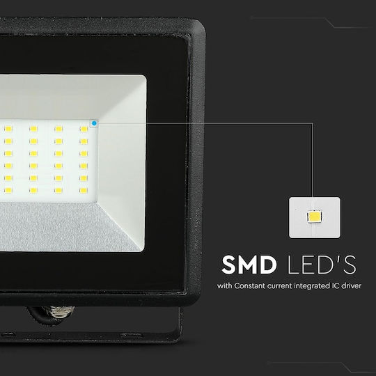 V-TAC VT-4051 Στεγανός Προβολέας LED 50W Θερμό Λευκό 3000K IP65