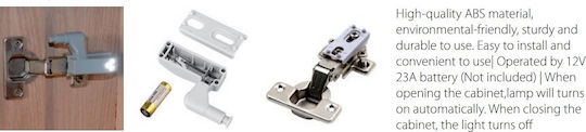 LED Light Hinge for Cabinets with Battery Powered and Photocell 1pcs