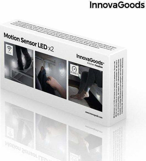 InnovaGoods LED Lumină Comutator pentru dulapuri cu Alimentare cu baterie și Senzor de mișcare 2buc