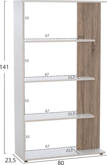 Bibliotecă Harvey Alb 80x23x141 cm