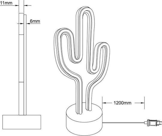 Trio Lighting Neon Διακοσμητικό Φωτιστικό Cactus LED Κάκτος 15x10x29εκ.