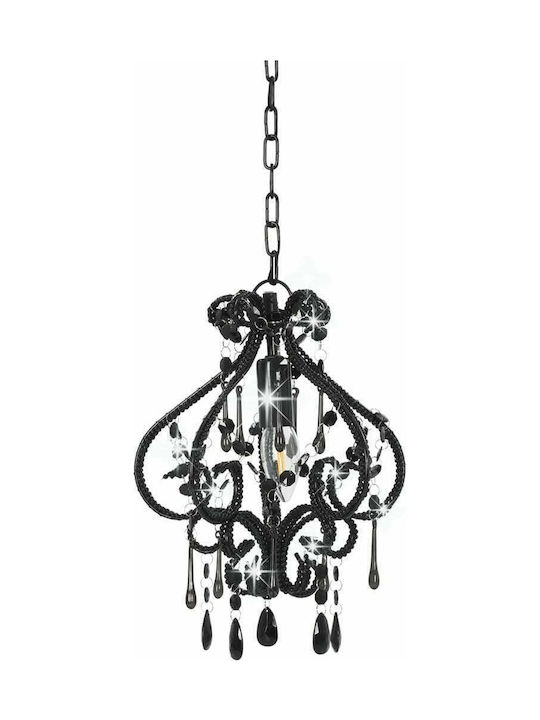 vidaXL Chandelier with Crystals 1xE14 Black 24cm 281594