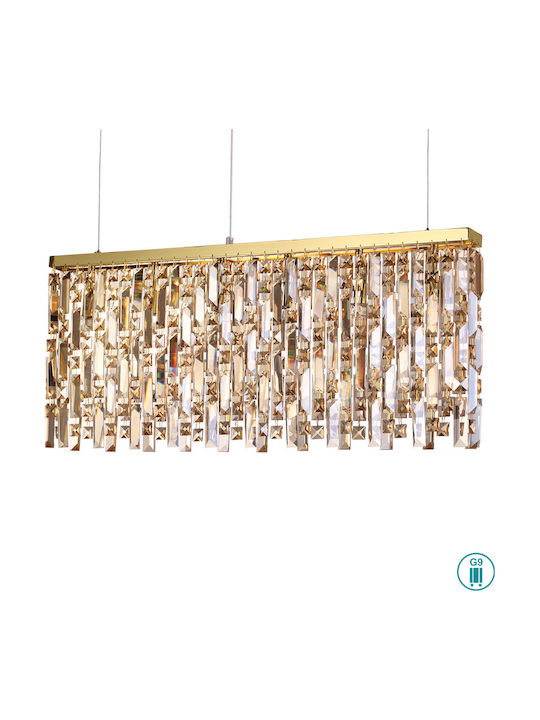 Ideal Lux Elisir SP6 Chandelier with Crystals 6xG9 Gold 80cm 200064