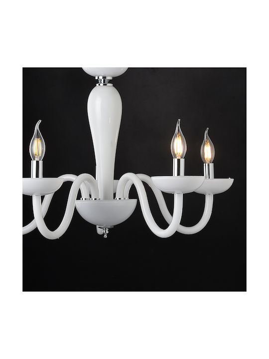 Aca Lunaria Полилей 5xE14 Ø69см с Свещи Бял BLK82185PWC